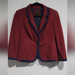 The Limited Maroon Blazer with Navy Trim
